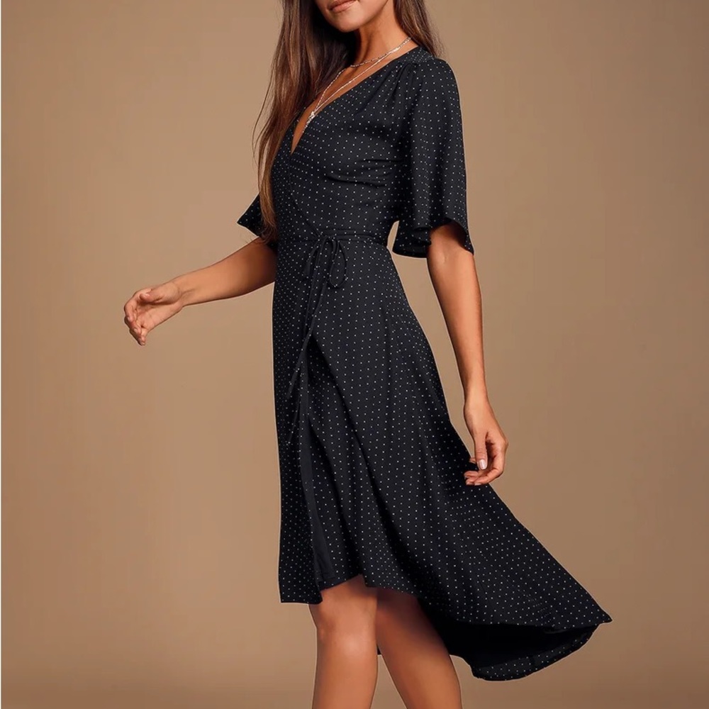 Lulus Black Midi Wrap Dress